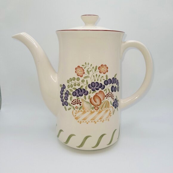 Ceramic Teapot Two-Sided Fruit Design 7" Tall - Picture 1 of 6